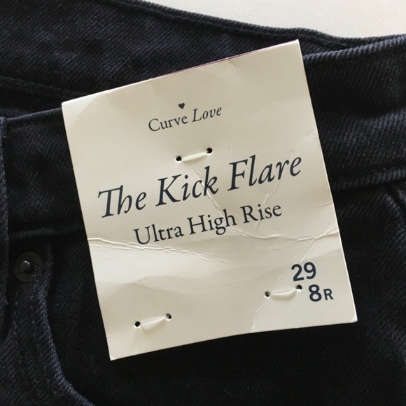 Abercrombie & Fitch Curve Love The Kick Flare Ultra High Rise Jeans 29 8R Black - Picture 3 of 14